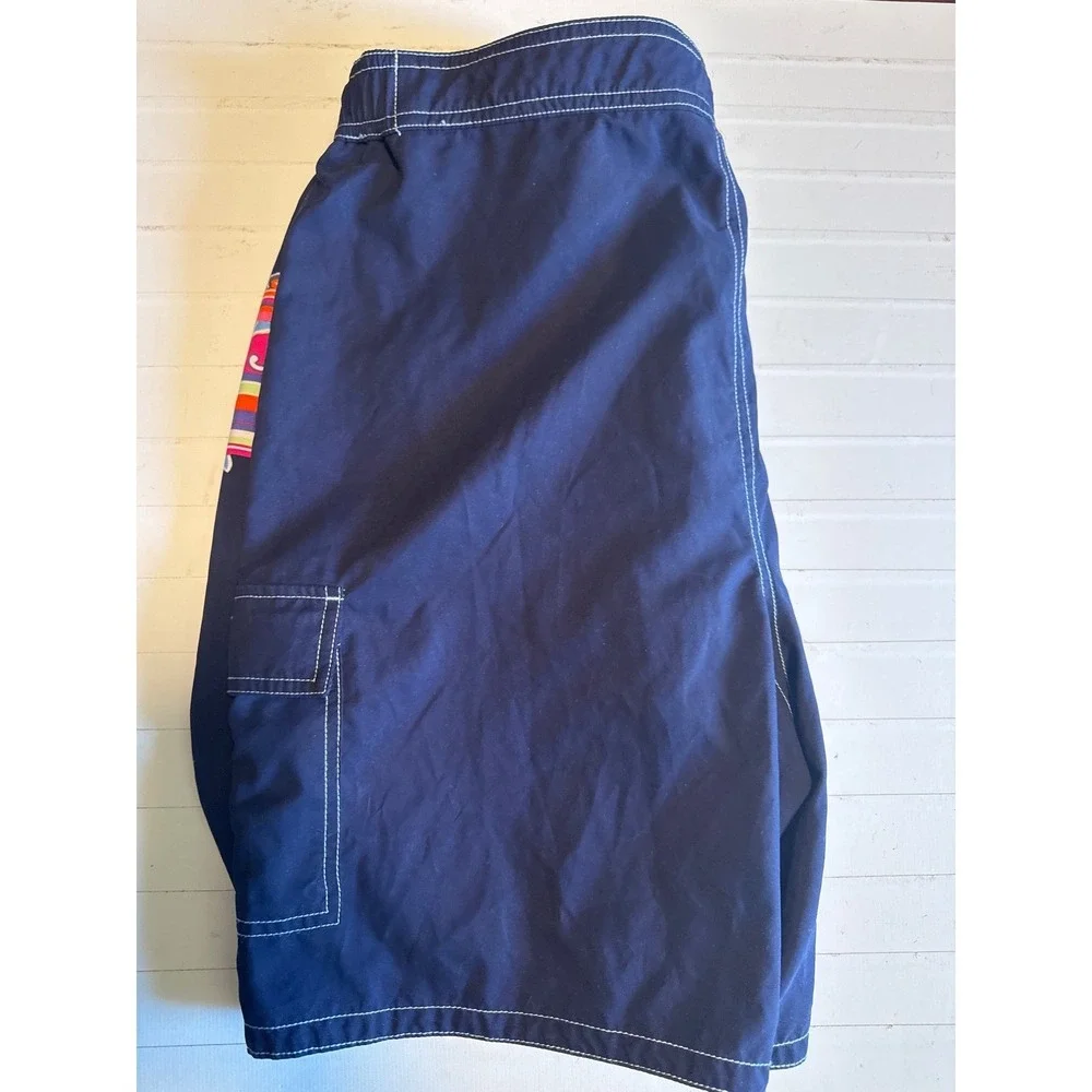 Tommy Hilfiger Swim Trunks Mens‎ XL Navy Blue Paisley Cargo Board Shorts